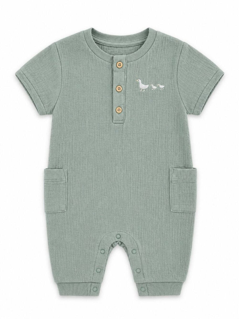 NWT Cloud Island Baby Boy Cotton Romper Sage Green Soft Summer Outfit